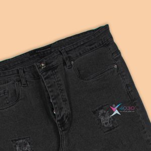شلوار جین زغالی زاپدار سایز بزرگ مردانه ( 4160 )