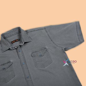 پیراهن جین زغالی آستین کوتاه سایز بزرگ مردانه ( 2311 )