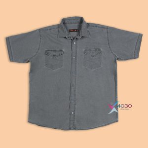 پیراهن جین زغالی آستین کوتاه سایز بزرگ مردانه ( 2311 )