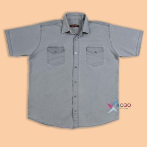 پیراهن جین طوسی آستین کوتاه سایز بزرگ مردانه ( 2310 )