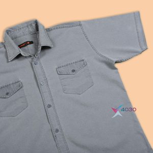 پیراهن جین طوسی آستین کوتاه سایز بزرگ مردانه ( 2310 )