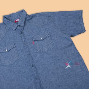 پیراهن جین آستین کوتاه سایز بزرگ مردانه ( 2337 )