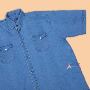 پیراهن جین آستین کوتاه سایز بزرگ مردانه ( 2375 )