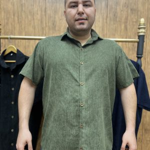 پیراهن مخمل آستین کوتاه سایز بزرگ ( 2489 )