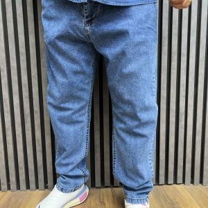 شلوار جین مام استایل Lee Blue سایزبزرگ ( 4312 )