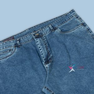 شلوار جین مام استایل آبی سرمه ای سایزبزرگ ( 4312 )