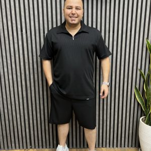 ست پولوشرت و شلوارک half zip سایزبزرگ ( 8116 )