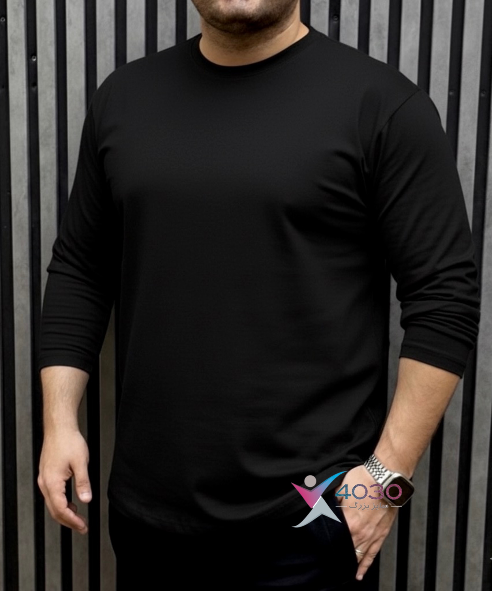 تیشرت بیسیک آستین بلند سایزبزرگ ( 320 ) - Image 3