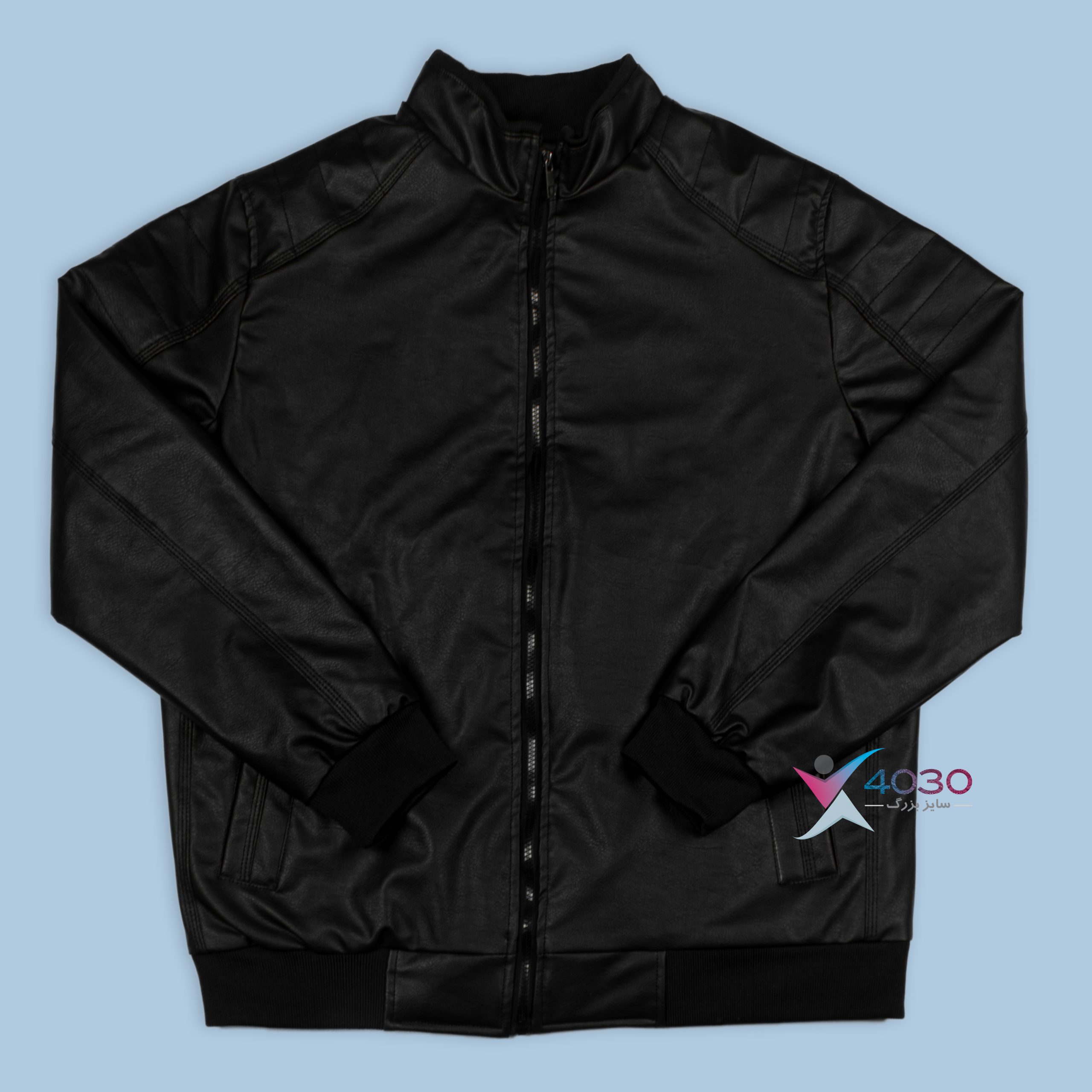 کاپشن چرم بیسیک BLACK سایزبزرگ ( 5299 )