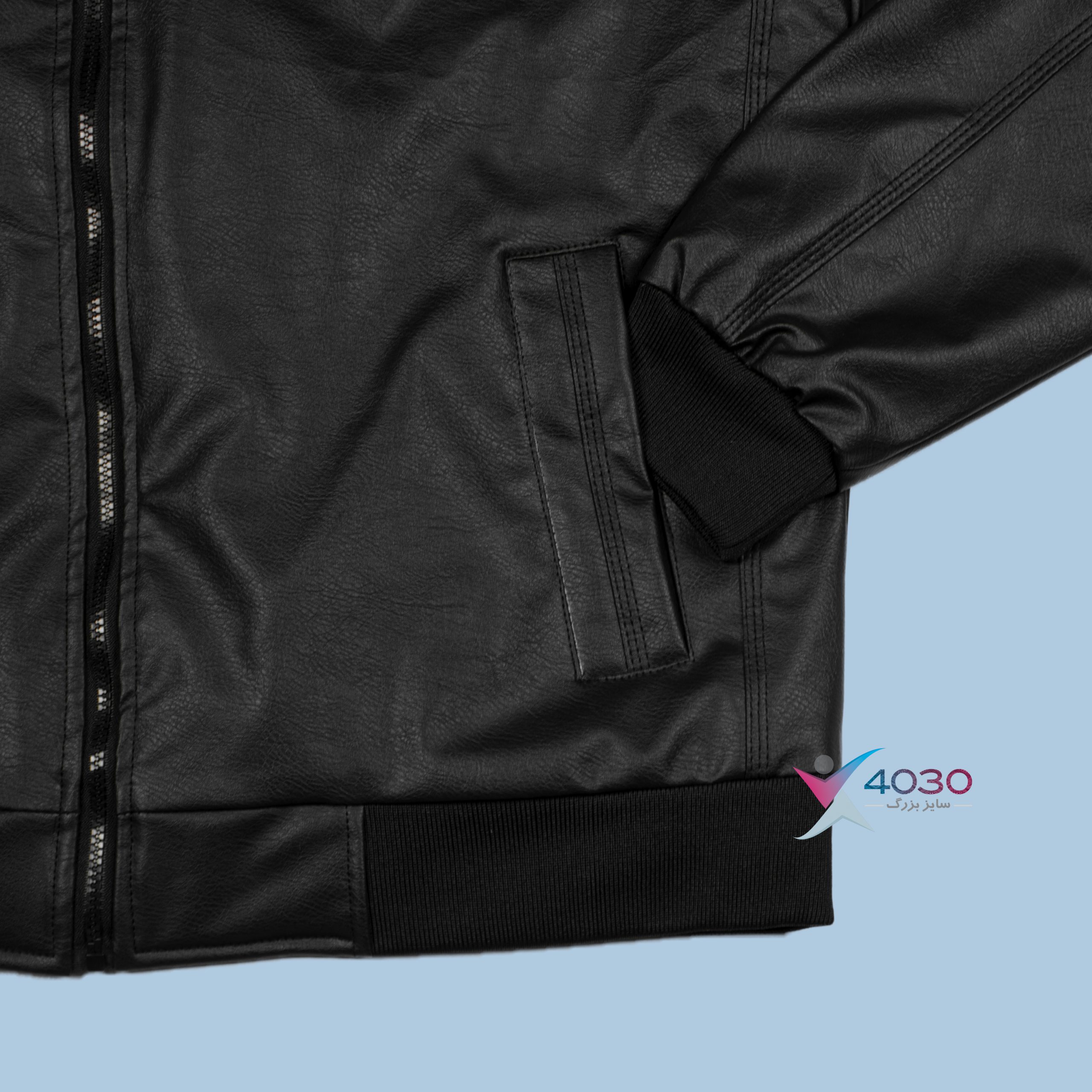 کاپشن چرم بیسیک BLACK سایزبزرگ ( 5299 ) - Image 9