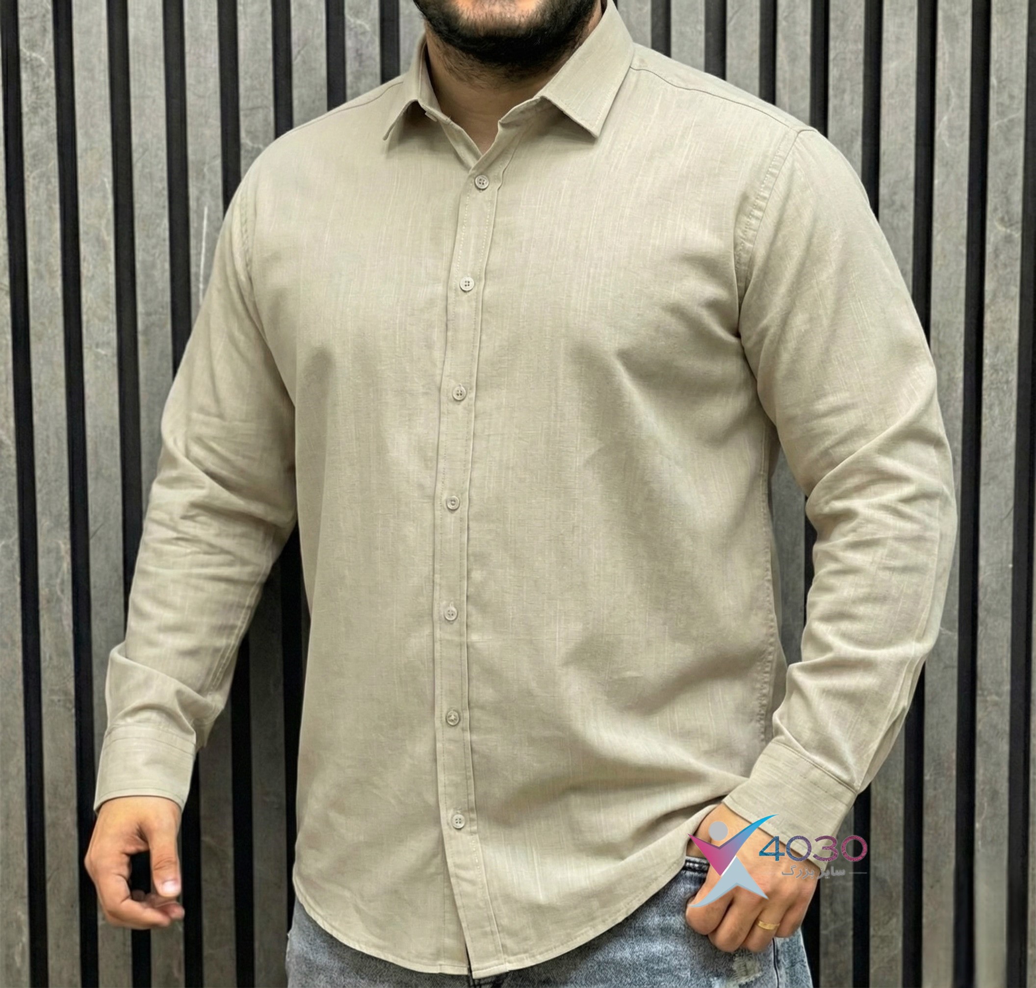 پیراهن Linen بیسیک سایزبزرگ ( 2723 ) - Image 3