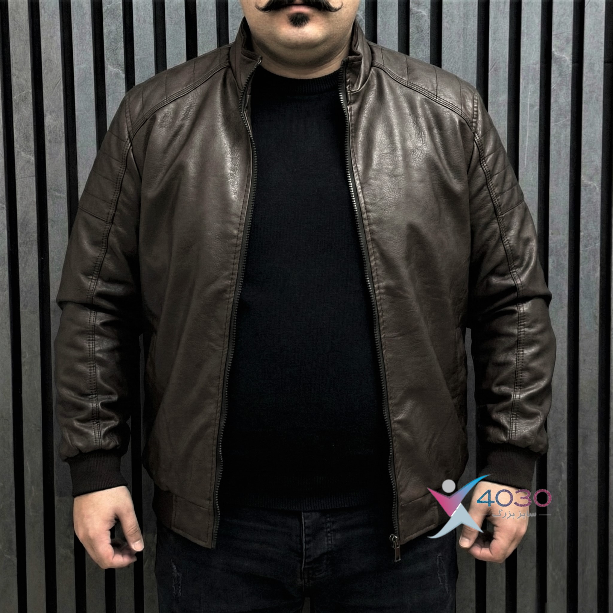 کاپشن چرم بیسیک Brown سایزبزرگ ( 5320 ) - Image 7