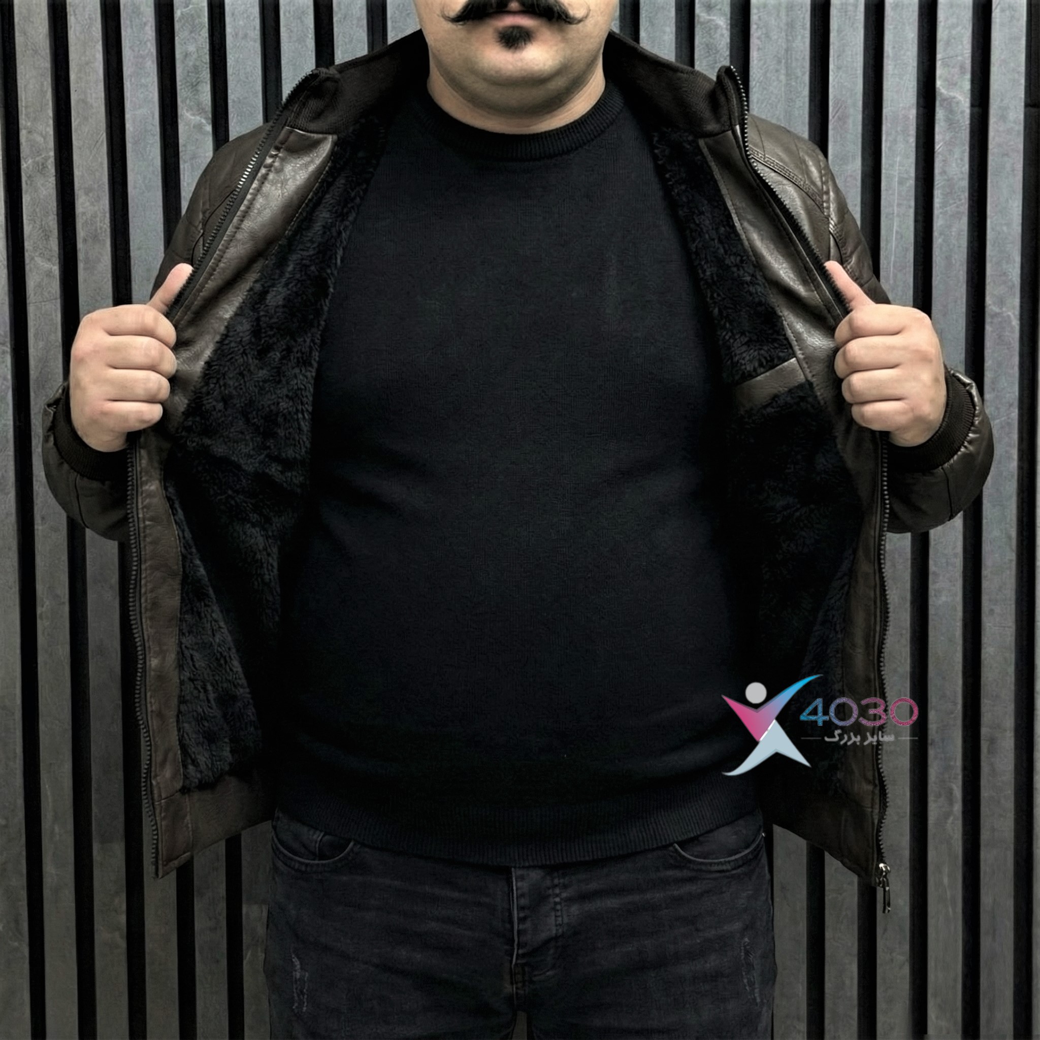 کاپشن چرم بیسیک Brown سایزبزرگ ( 5320 ) - Image 8