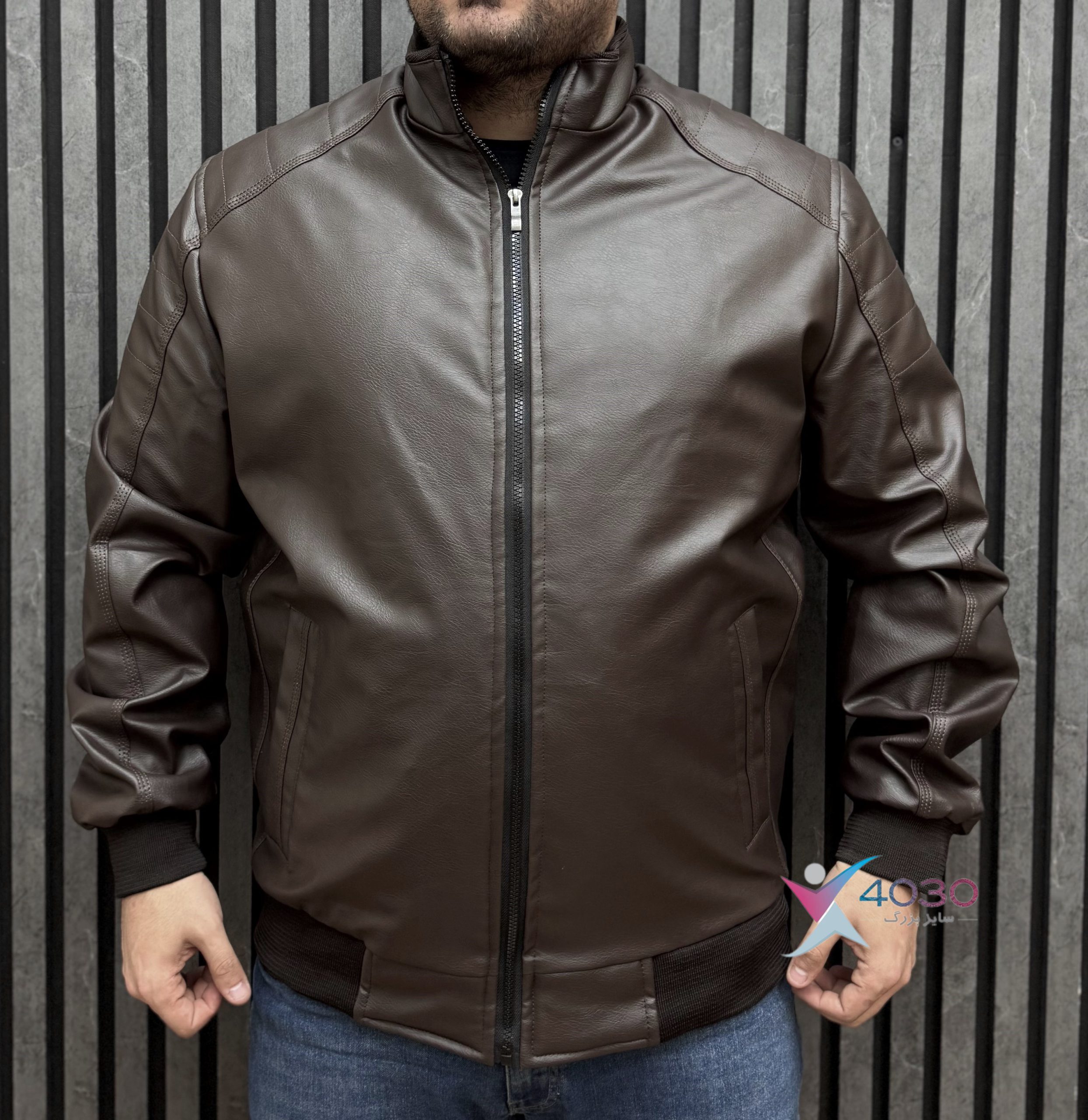 کاپشن چرم بیسیک Brown سایزبزرگ ( 5320 ) - Image 5