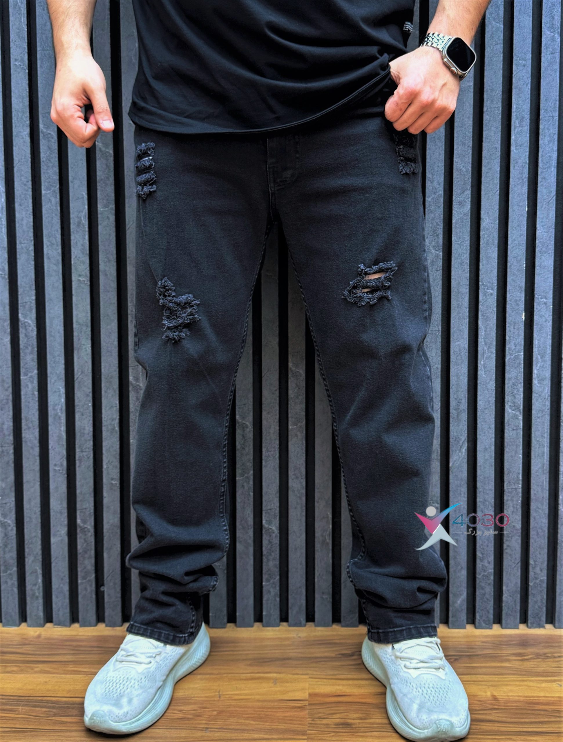 شلوار جین زاپدار Charcoal سایزبزرگ ( 4512 ) - Image 2