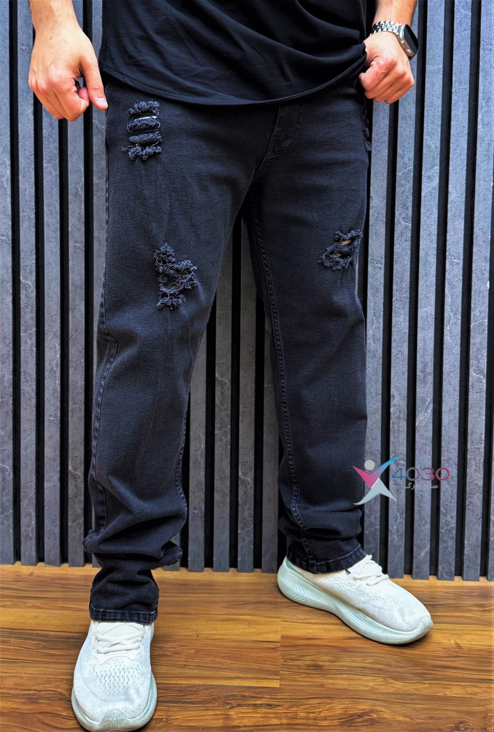 شلوار جین زاپدار Charcoal سایزبزرگ ( 4512 ) - Image 4