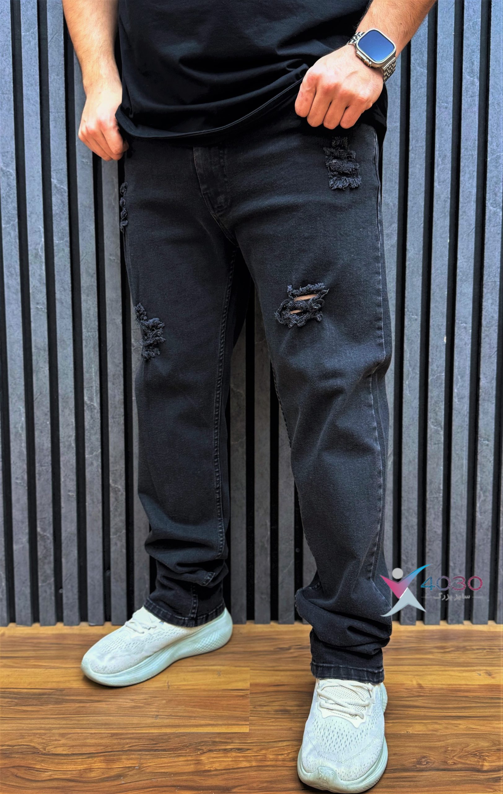 شلوار جین زاپدار Charcoal سایزبزرگ ( 4512 ) - Image 3