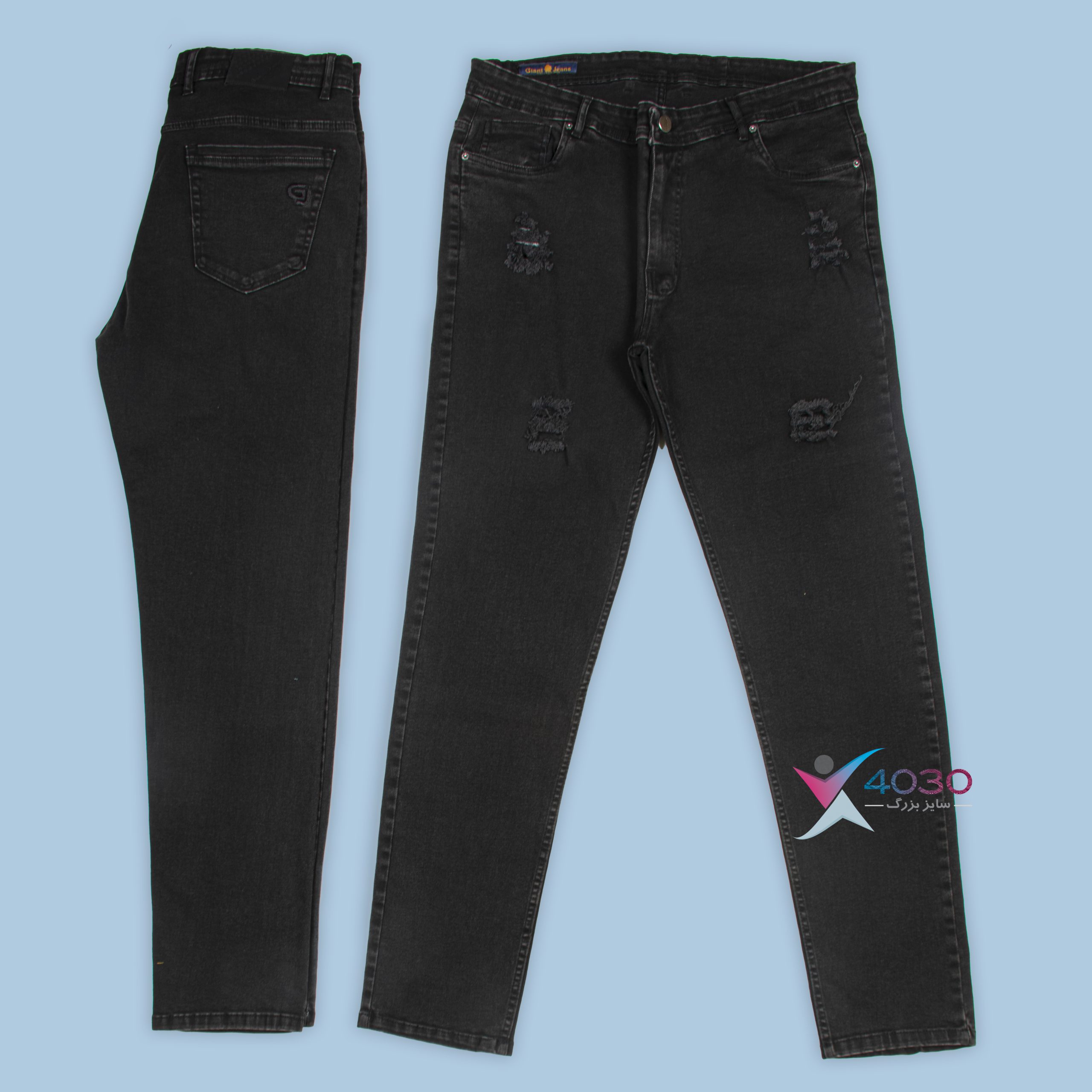 شلوار جین زاپدار Charcoal سایزبزرگ ( 4512 )