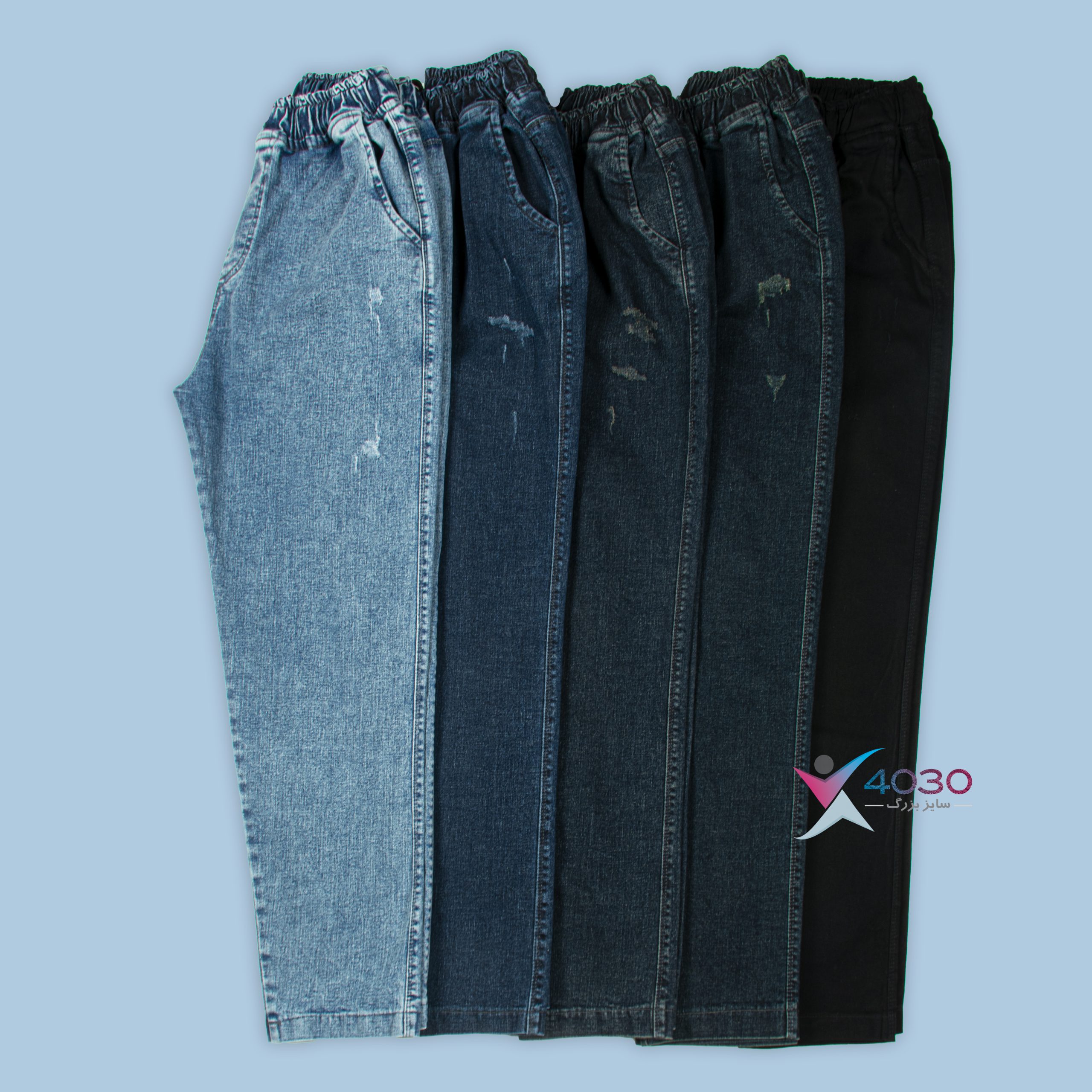 شلوار جین کمرکش ZARA دمپا ساده سایزبزرگ ( 3818 )