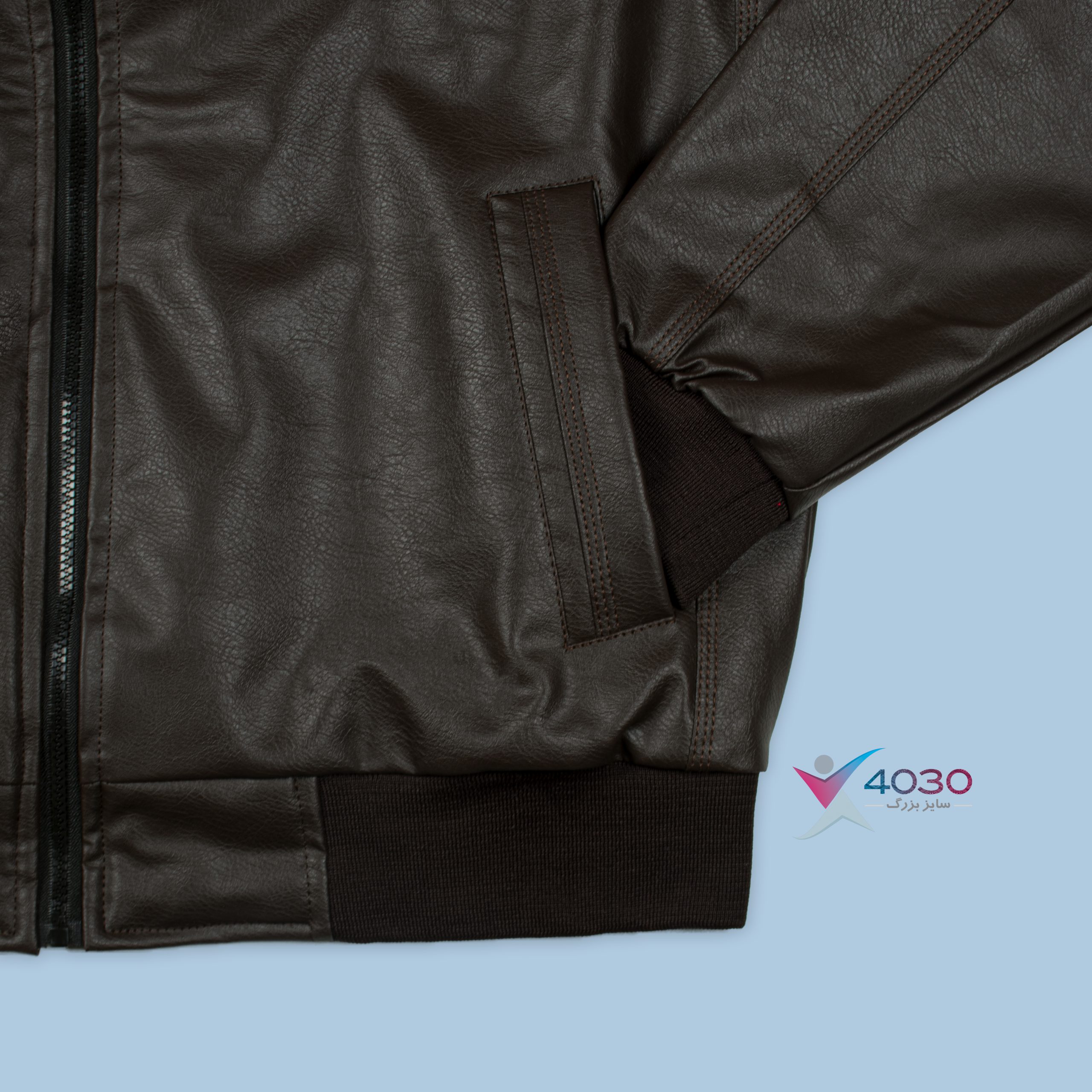 کاپشن چرم بیسیک Brown سایزبزرگ ( 5320 ) - Image 11