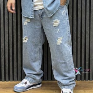 شلوار جین زاپدار بگ استایل سایزبزرگ ( 4508 )