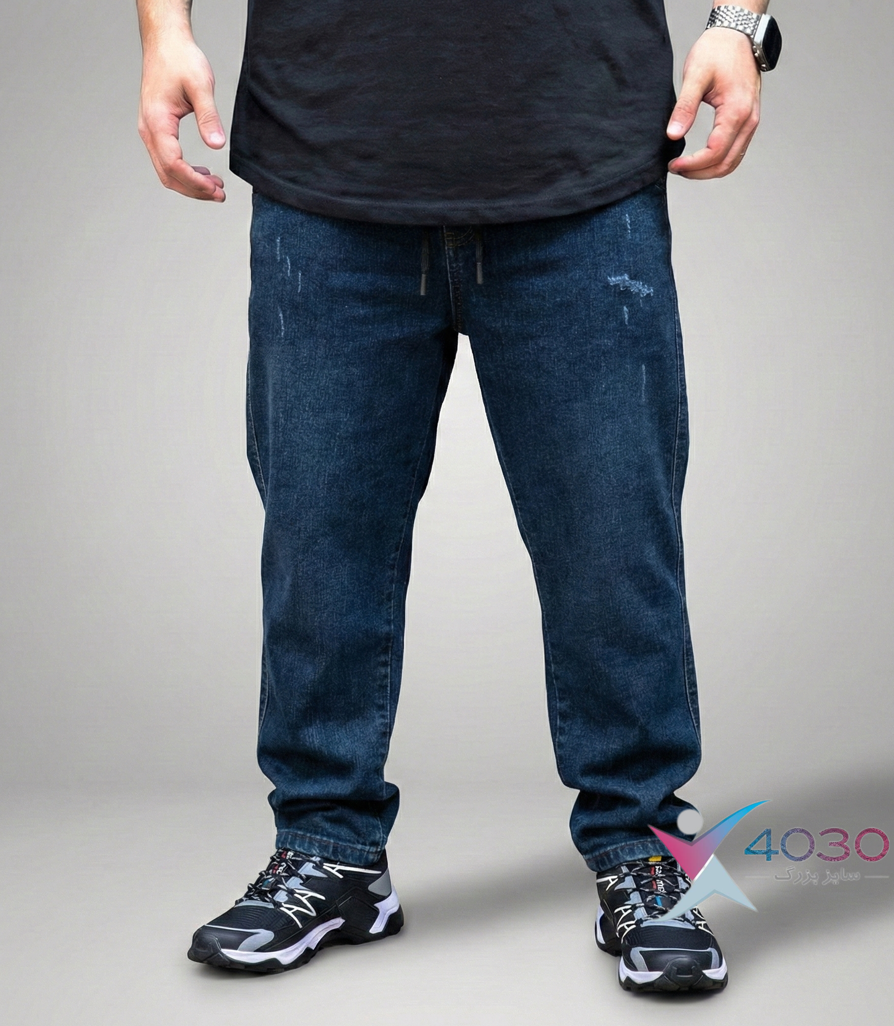 شلوار جین کمرکش ZARA دمپا ساده سایزبزرگ ( 3818 ) - Image 4