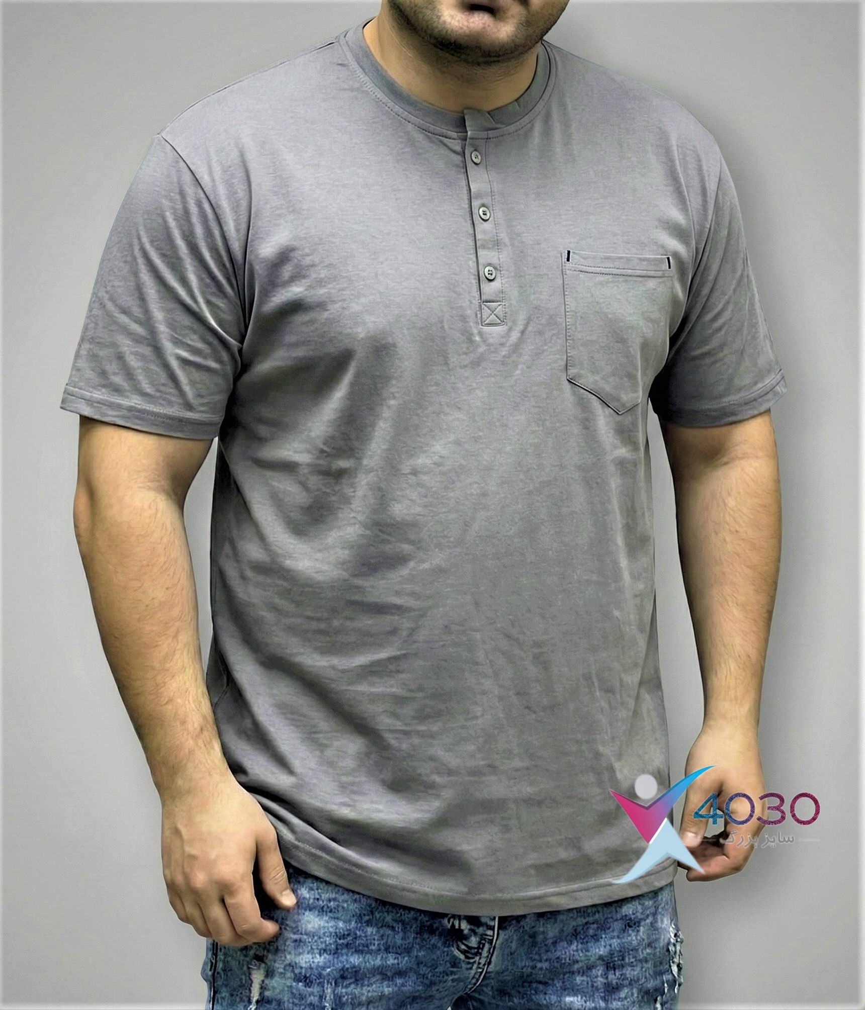تیشرت THREE BUTTONS سایزبزرگ ( 695 ) - Image 2