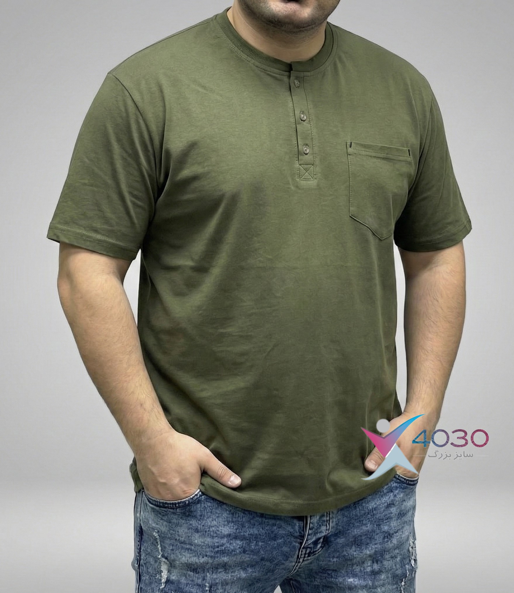 تیشرت THREE BUTTONS سایزبزرگ ( 695 ) - Image 6