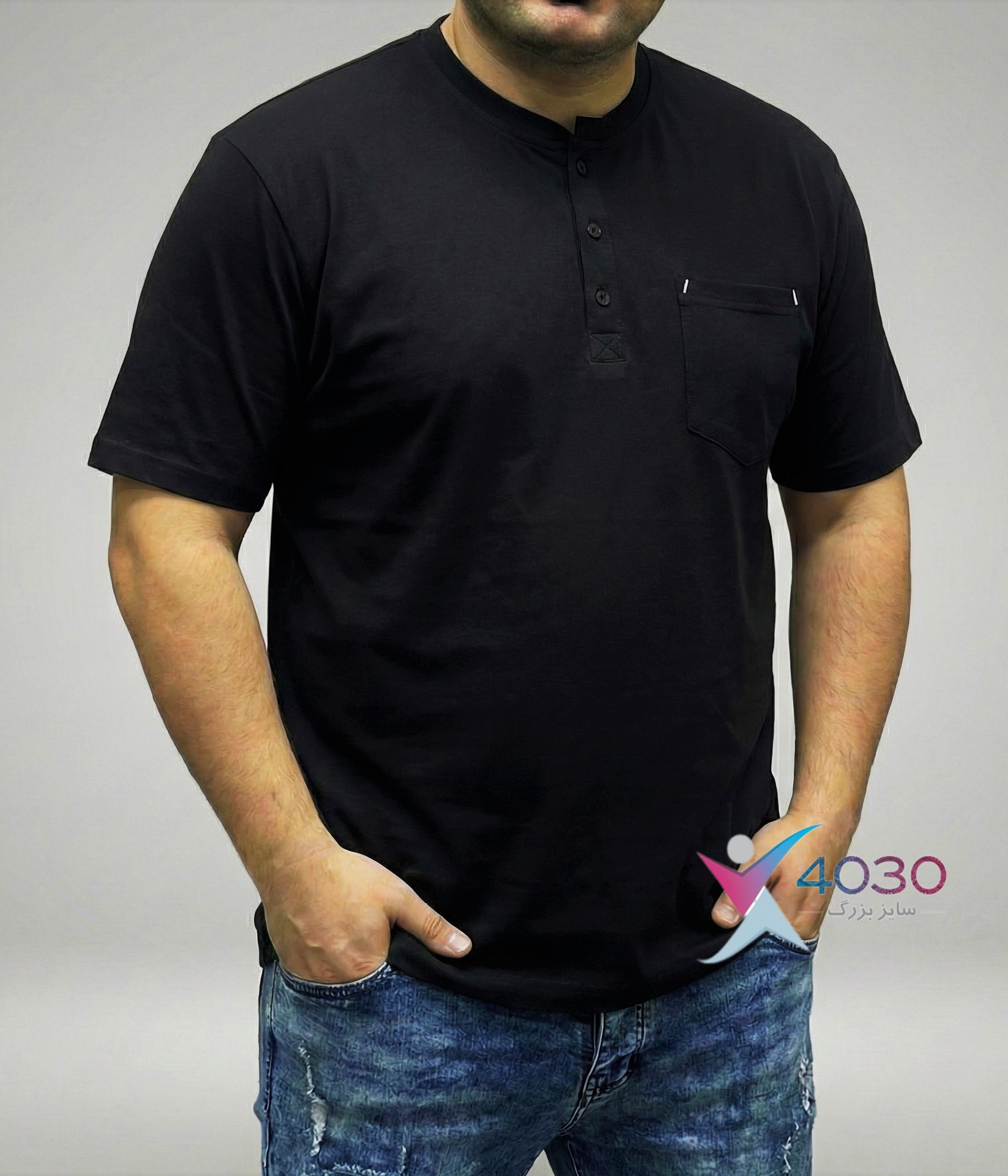 تیشرت THREE BUTTONS سایزبزرگ ( 695 ) - Image 4