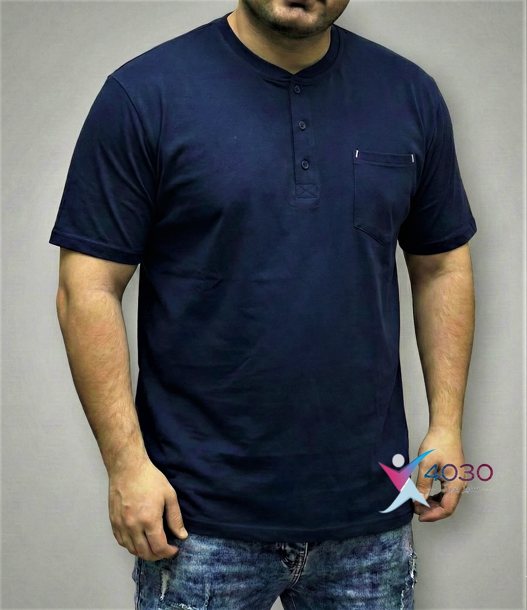 تیشرت THREE BUTTONS سایزبزرگ ( 695 ) - Image 3