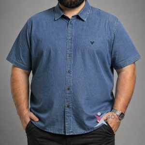 پیراهن جین آستین کوتاه Basic Jeans سایزبزرگ ( 2767 )