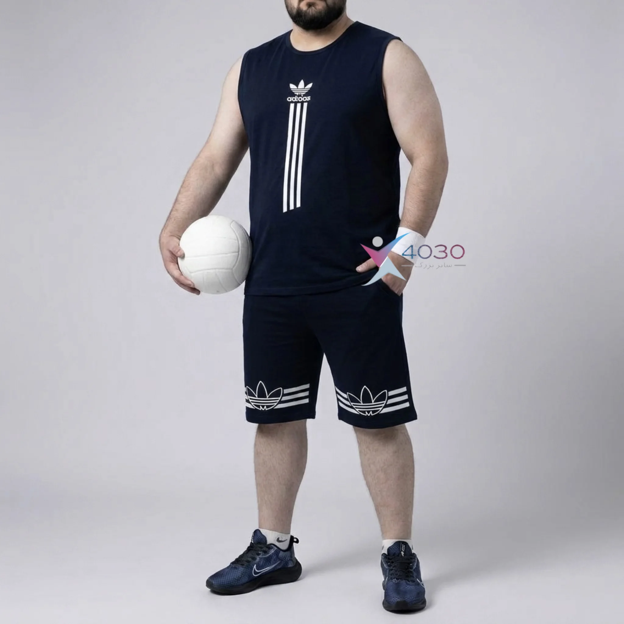 ست کاور و شلوارک adidas سایز بزرگ مردانه ( 8319 )