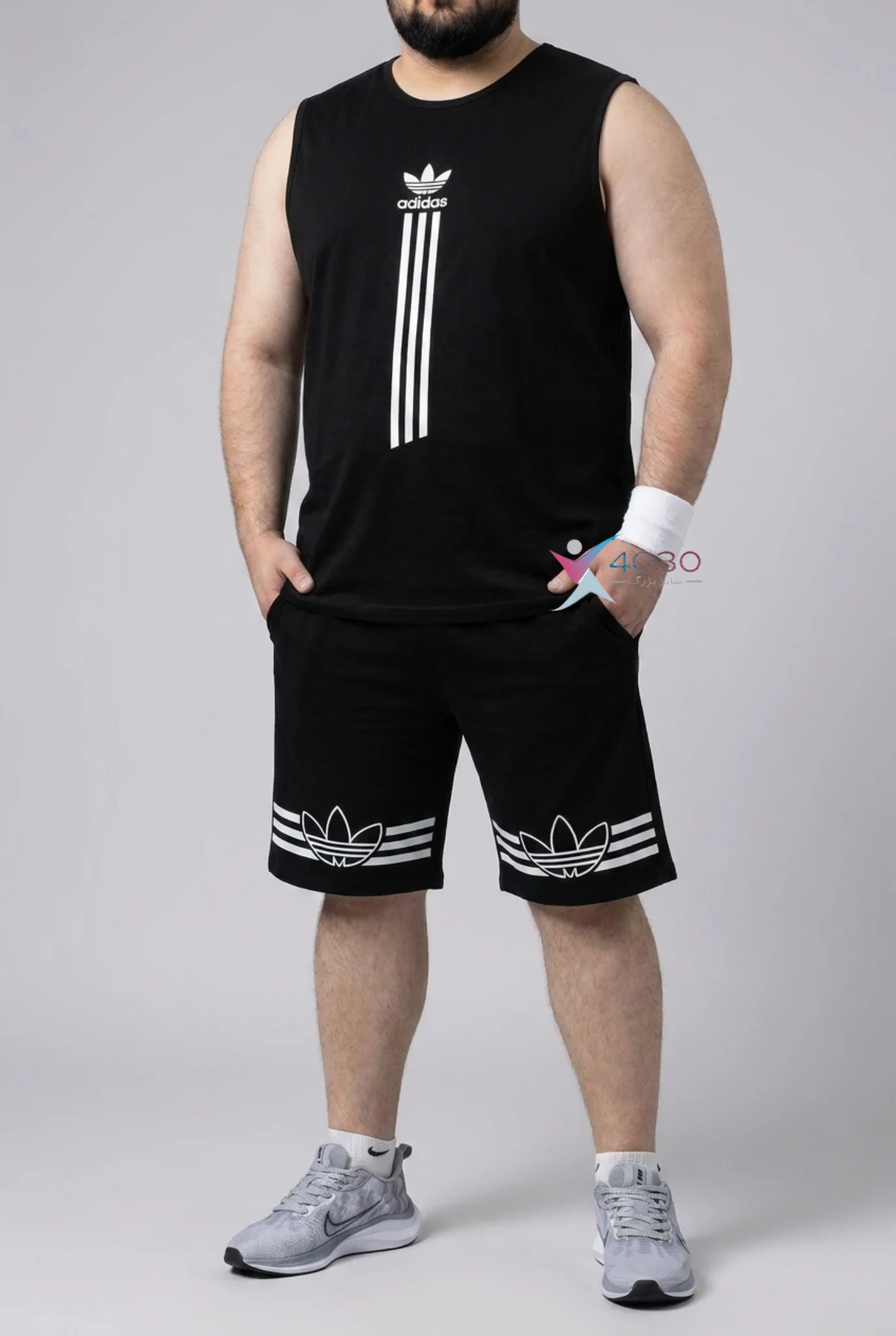 ست کاور و شلوارک adidas سایز بزرگ مردانه ( 8319 ) - Image 11