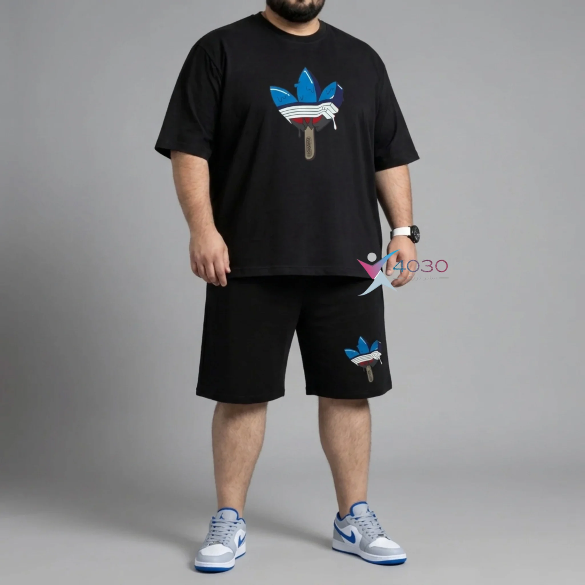 ست تیشرت و شلوارک Ice Cream Adidas سایز بزرگ مردانه ( 8312 )