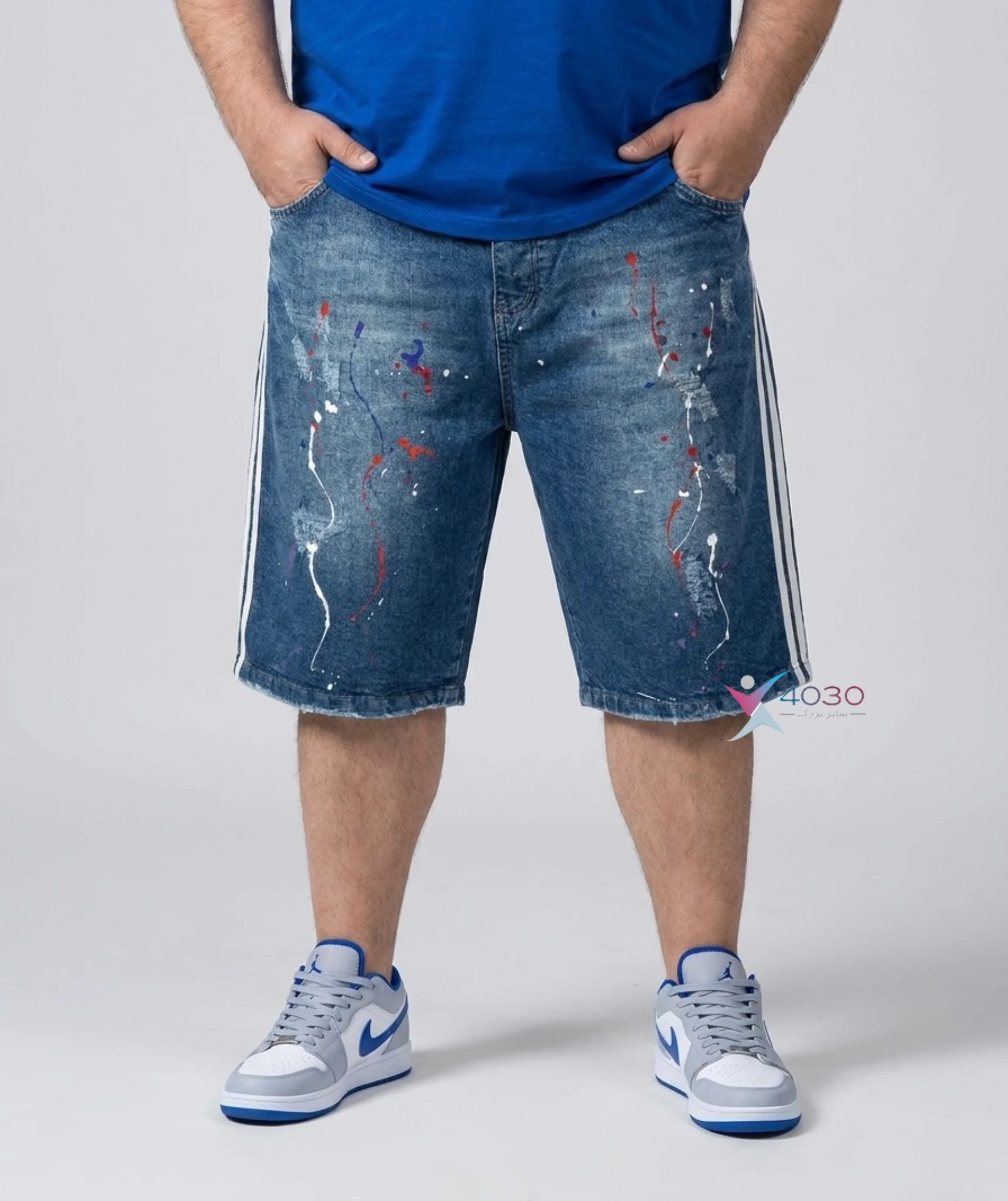 شلوارک جین DENIM SPLASH سایز بزرگ مردانه ( 3829 ) - Image 7