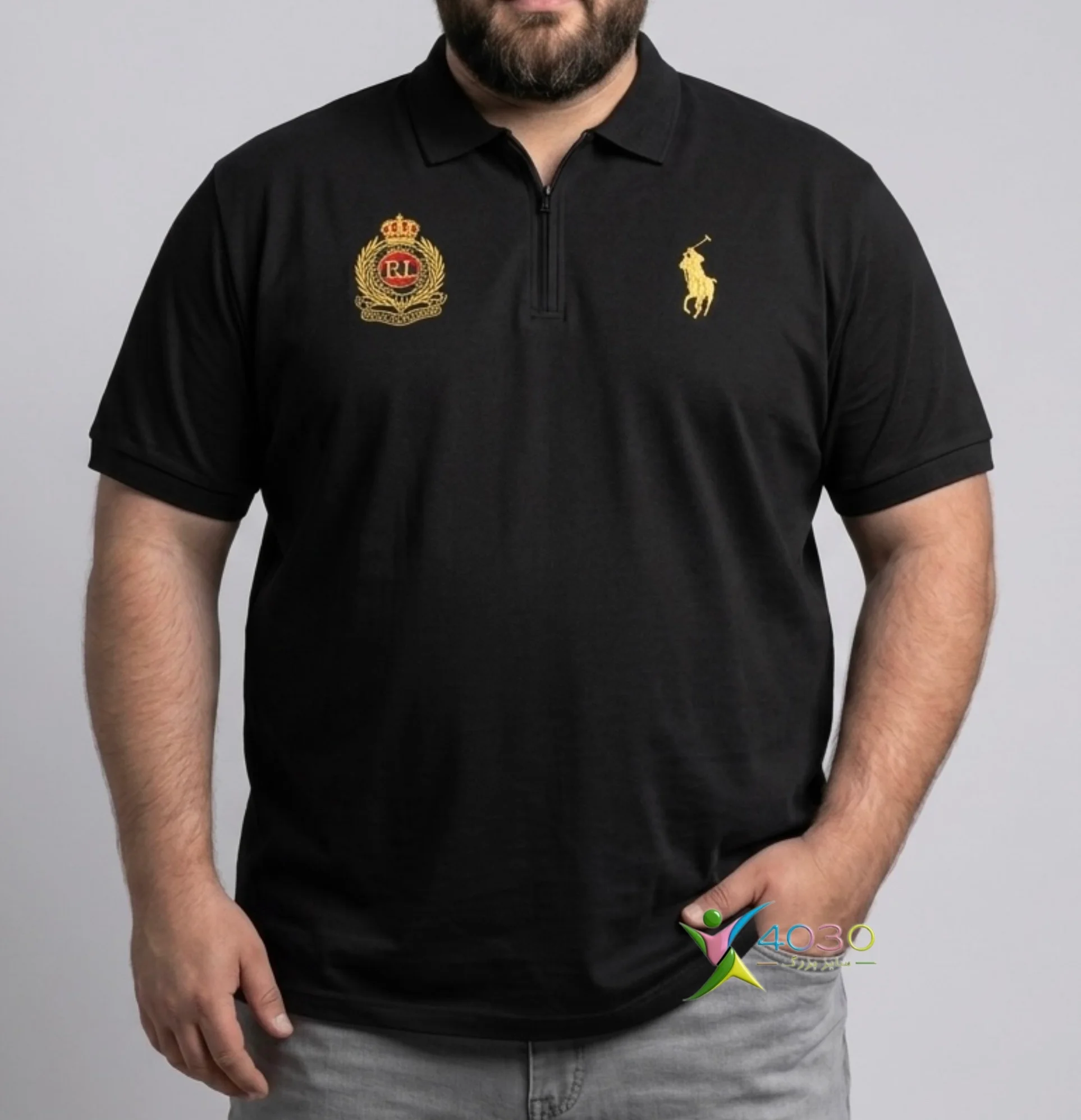 پولوشرت نیم زیپ POLO.RL اورجینال سایز بزرگ مردانه ( 862 )