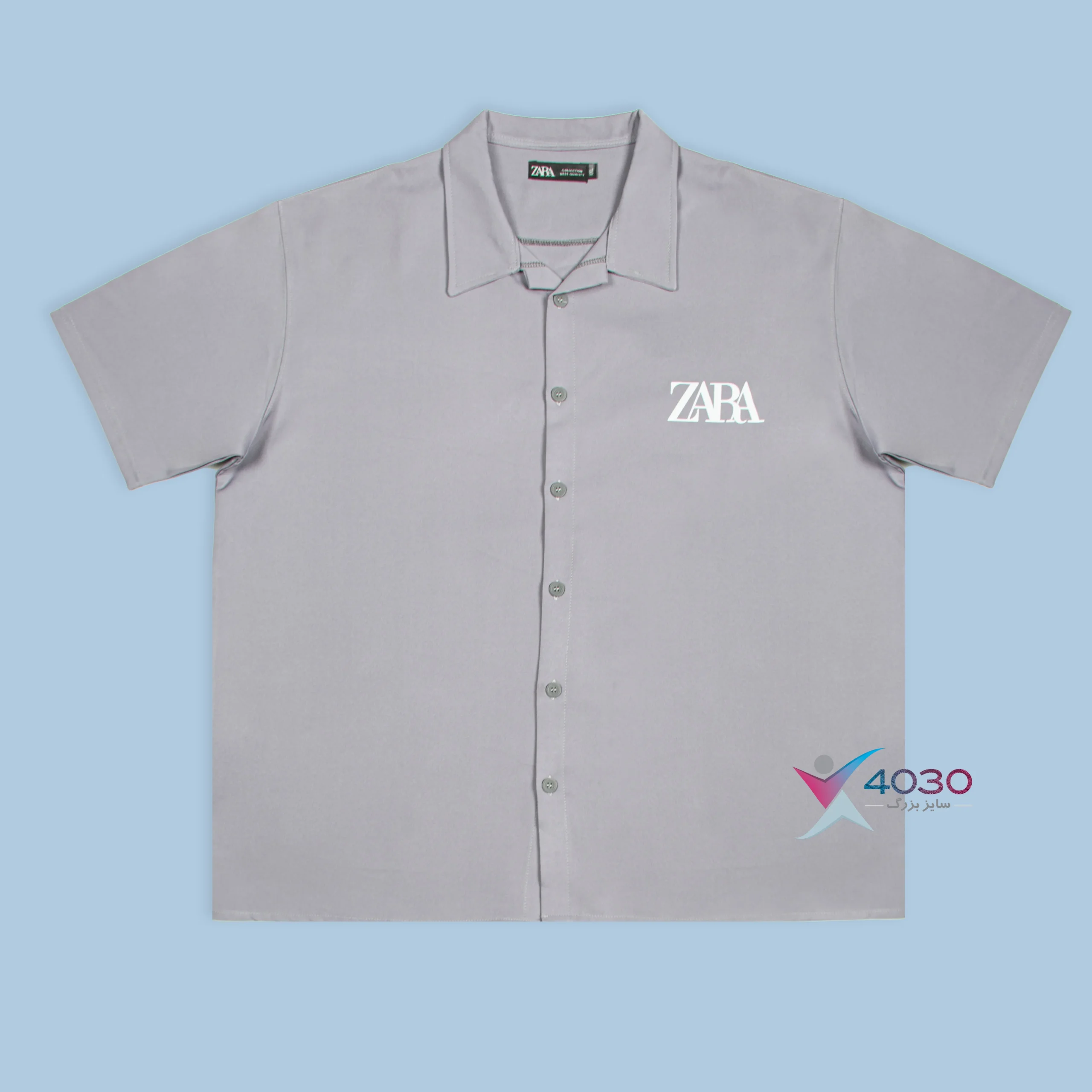 پیراهن یقه انگلیسی آستین کوتاه ZARA سایز بزرگ مردانه ( 2819 ) - Image 8