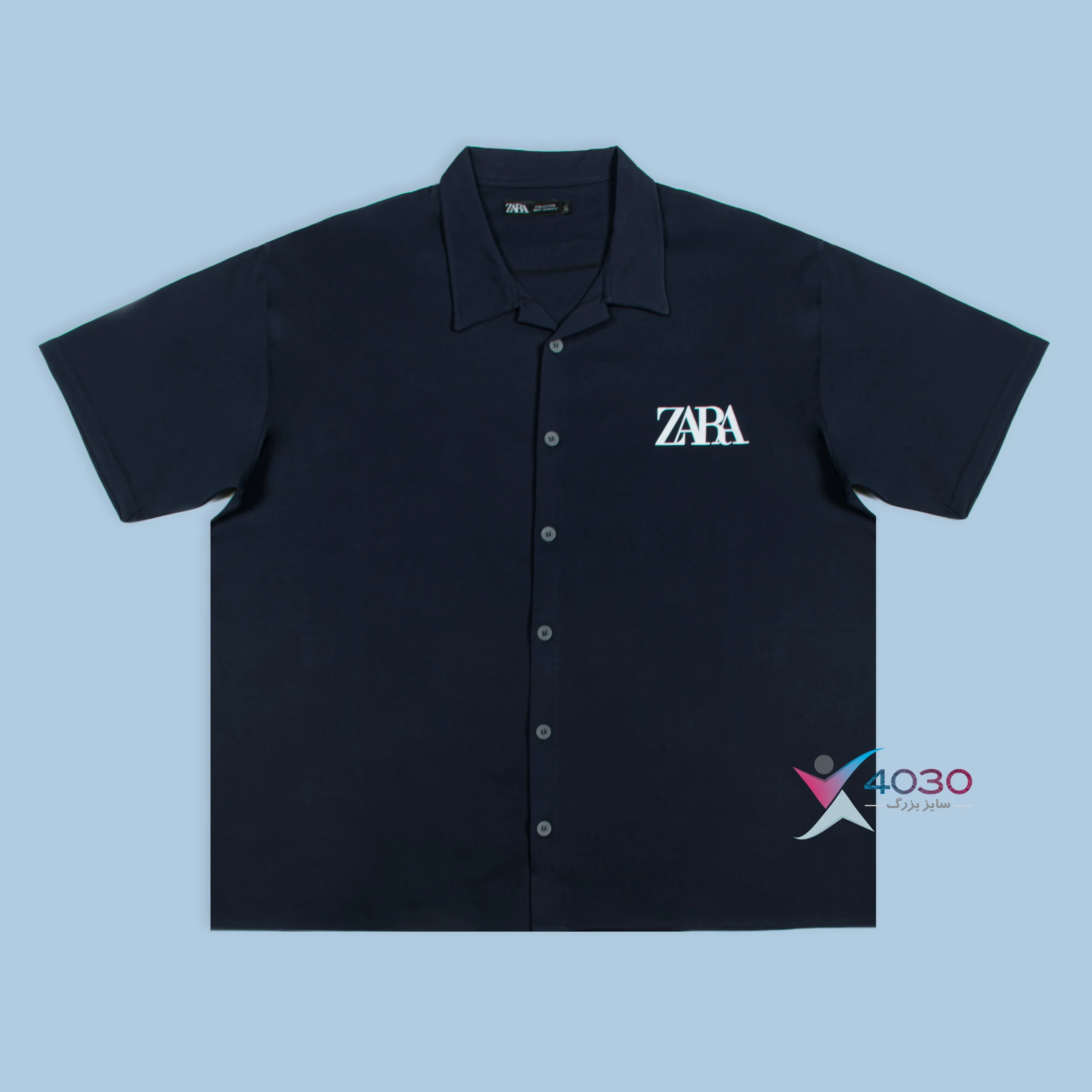 پیراهن یقه انگلیسی آستین کوتاه ZARA سایز بزرگ مردانه ( 2819 ) - Image 10