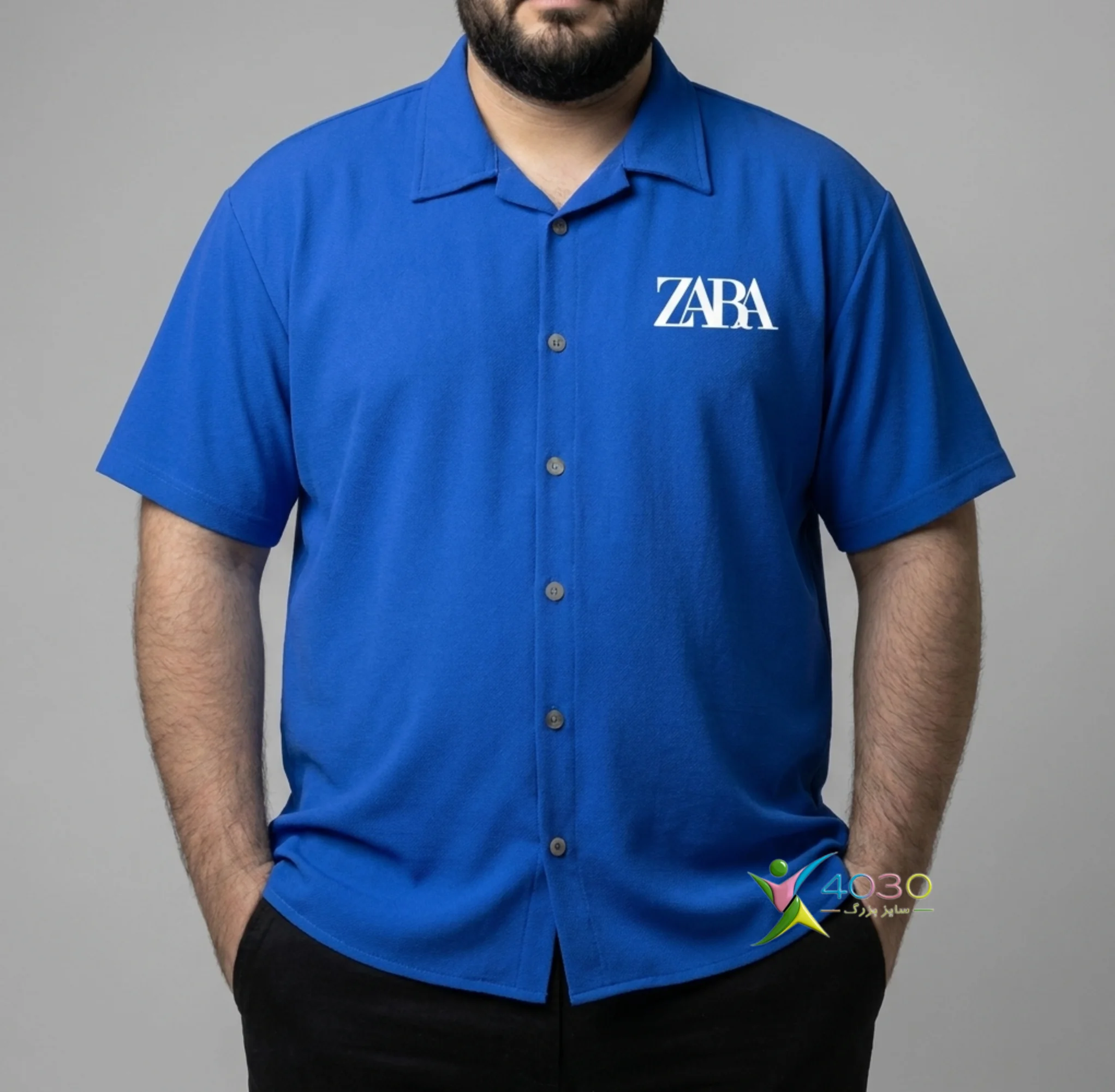 پیراهن یقه انگلیسی آستین کوتاه ZARA سایز بزرگ مردانه ( 2819 ) - Image 2