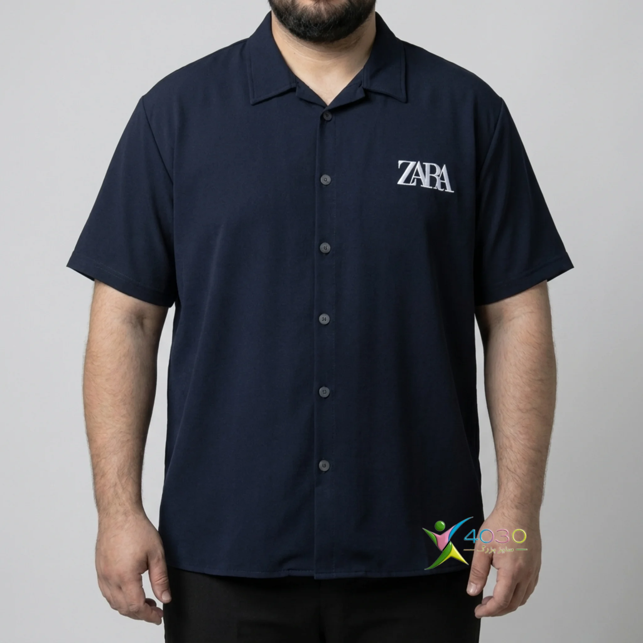 پیراهن یقه انگلیسی آستین کوتاه ZARA سایز بزرگ مردانه ( 2819 ) - Image 6
